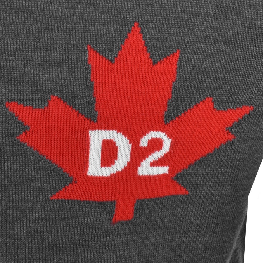DSQUARED2 D2 Leaf Knit Jumper Grey | Mainline Menswear